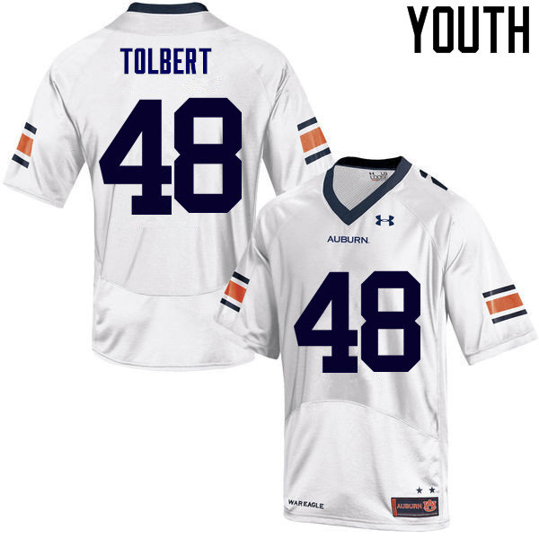 Auburn Tigers Youth C.J. Tolbert #48 White Under Armour Stitched College NCAA Authentic Football Jersey MGR4374QX